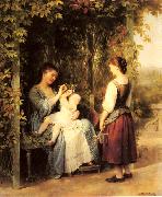 Fritz Zuber-Buhler Tickling the Baby oil painting on canvas